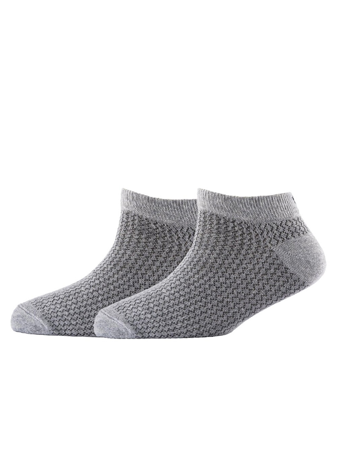 

Cotstyle Men Pack Of 2 Patterned Cotton Ankle Length Socks, Grey