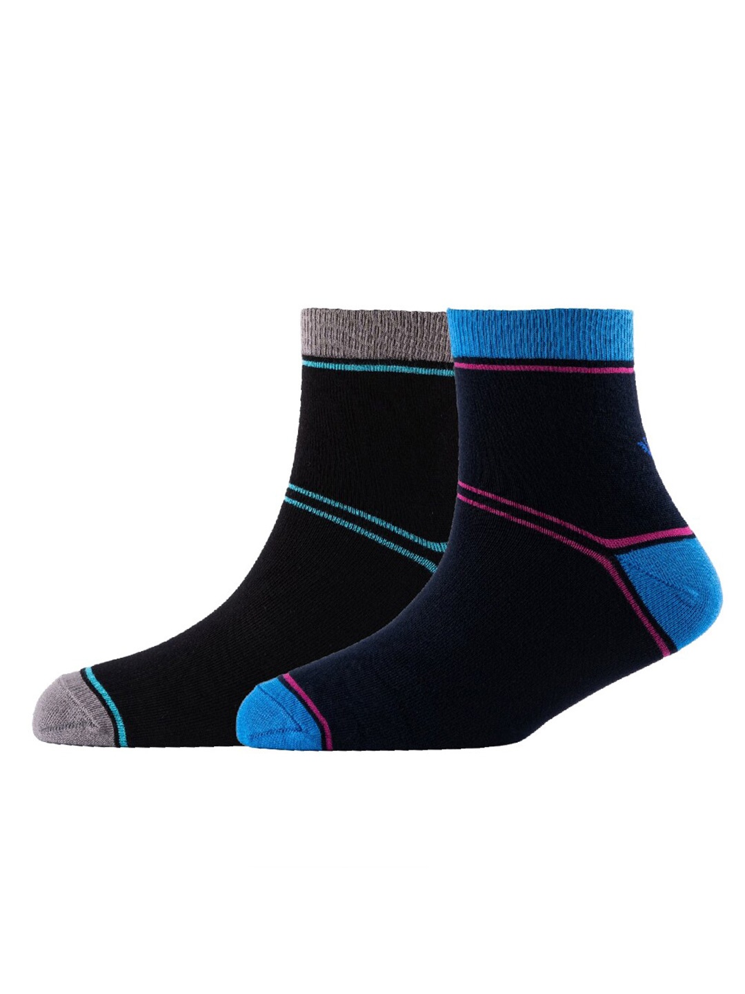 

Cotstyle Men Pack Of 2 Striped Cotton Above Ankle-Length Socks, Black