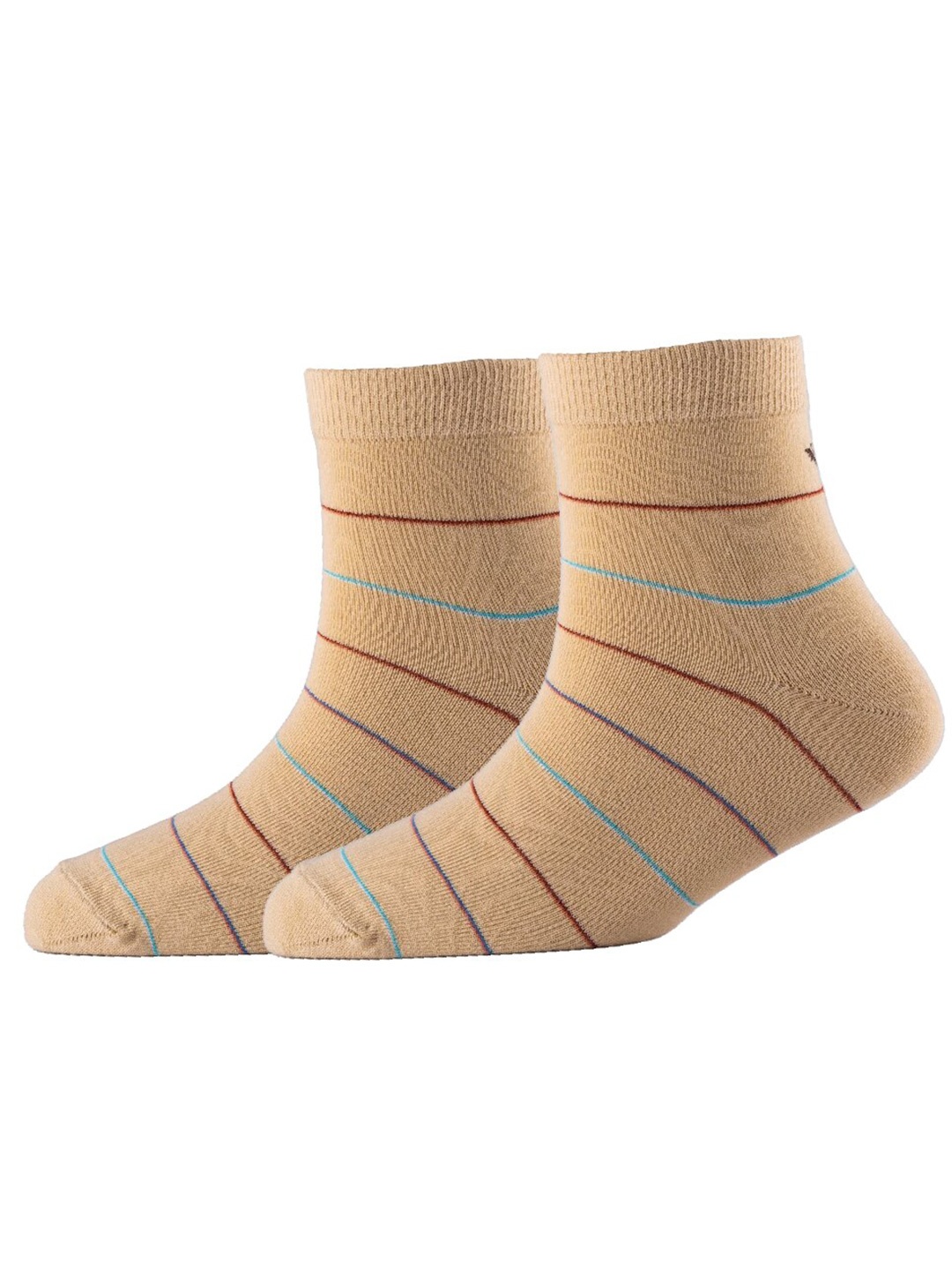 

Cotstyle Men Pack Of 2 Striped Cotton Ankle Length Socks, Beige