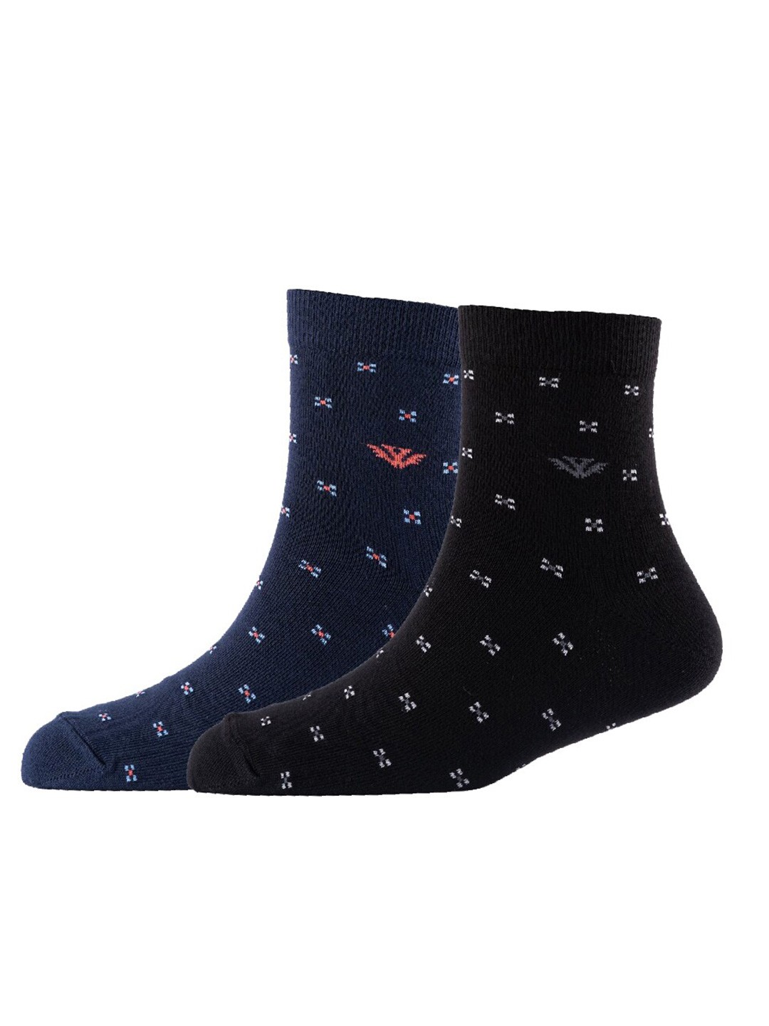 

Cotstyle Men Pack Of 2 Patterned Cotton Ankle Length Socks, Navy blue