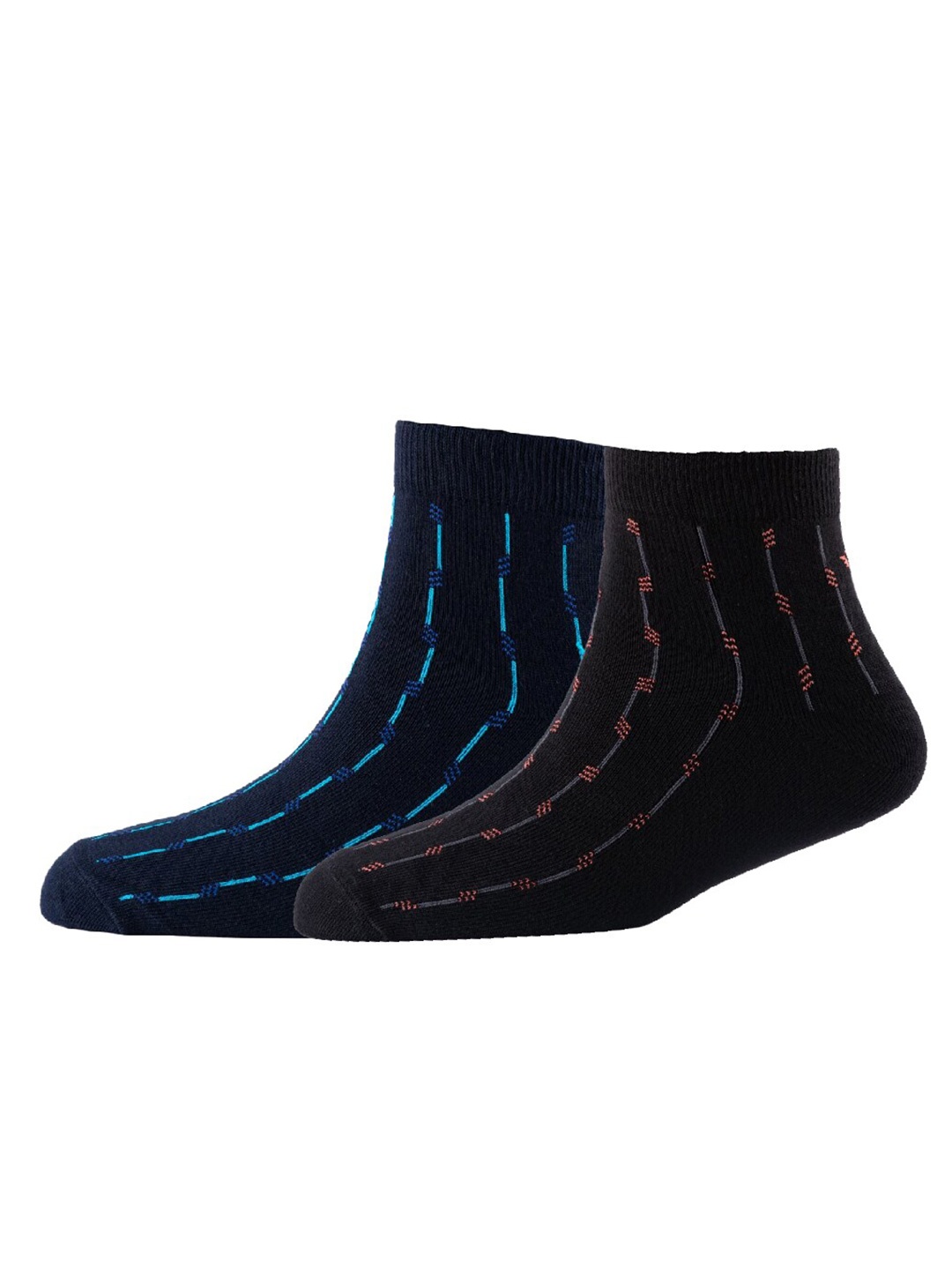 

Cotstyle Men Pack Of 2 Patterned Cotton Ankle Length Socks, Navy blue
