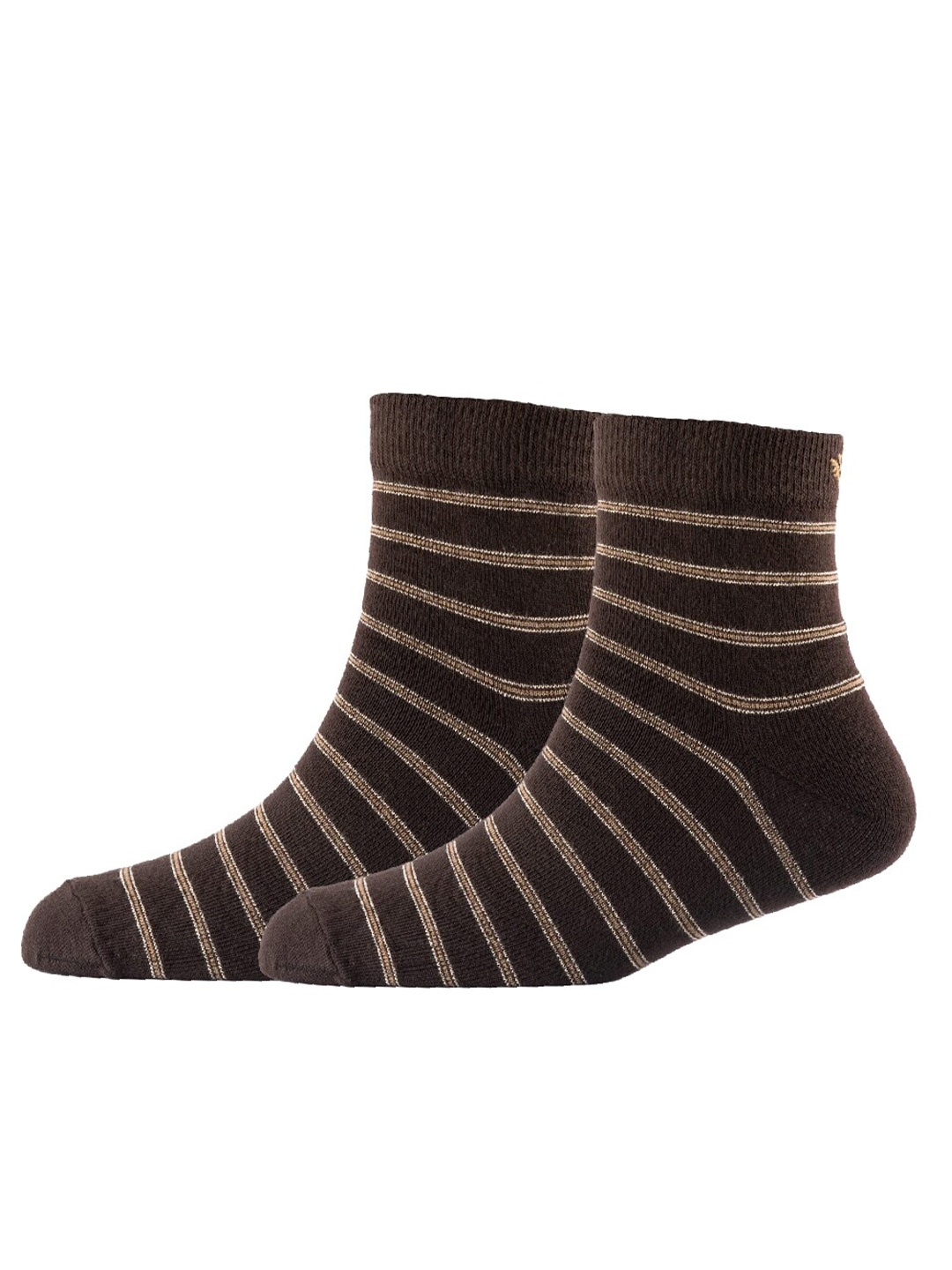 

Cotstyle Men Pack Of 2 Striped Cotton Ankle Length Socks, Brown