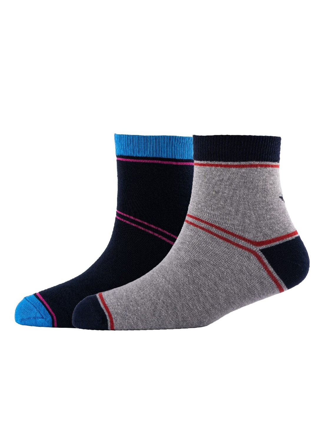 

Cotstyle Men Pack Of 2 Colourblocked Cotton Ankle-Length Socks, Blue
