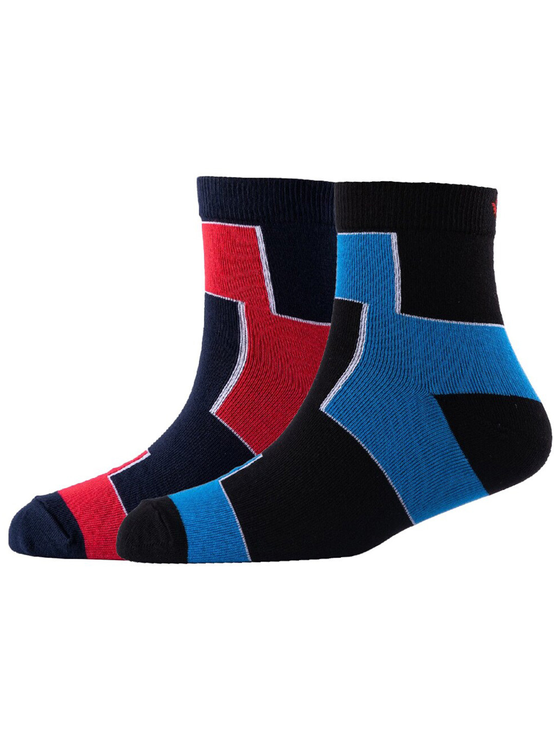 

Cotstyle Men Pack Of 2 Patterned Cotton Ankle Length Socks, Black