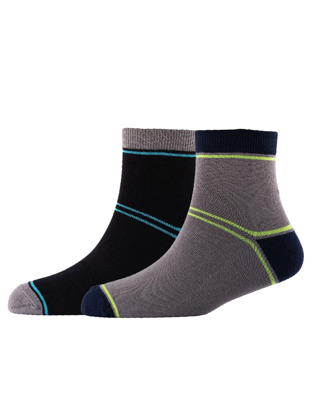 

Cotstyle Men Pack Of 2 Patterned Cotton Ankle Length Socks, Black