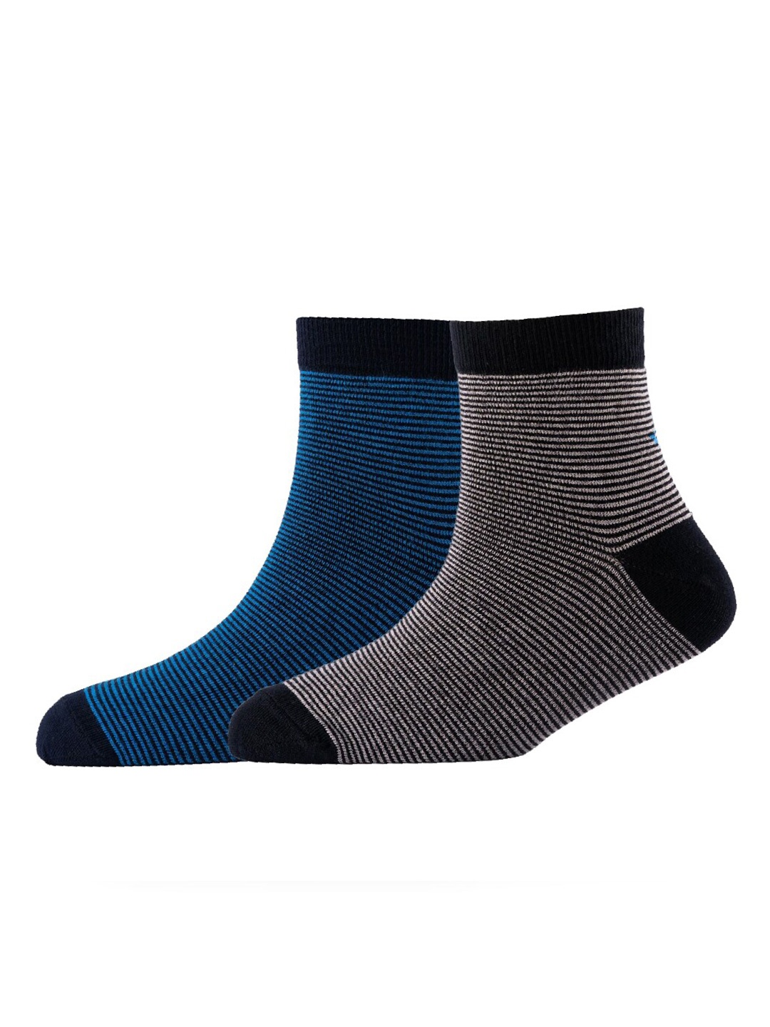 

Cotstyle Men Pack Of 2 Striped Cotton Ankle Length Socks, Black