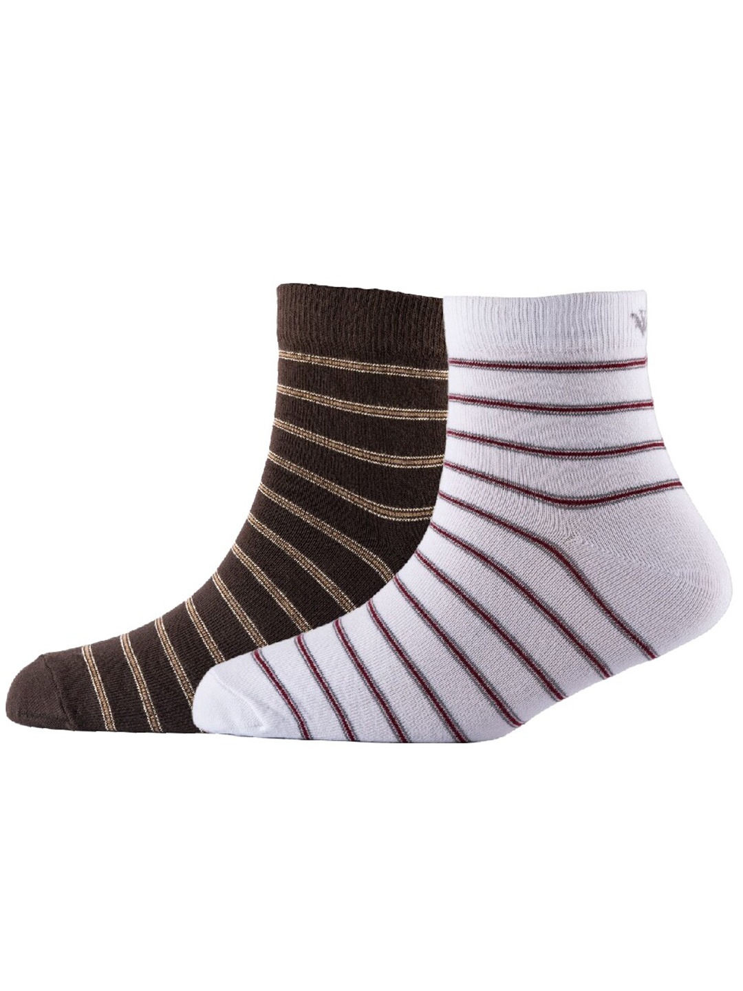 

Cotstyle Men Pack Of 2 Striped Cotton Ankle Length Socks, White