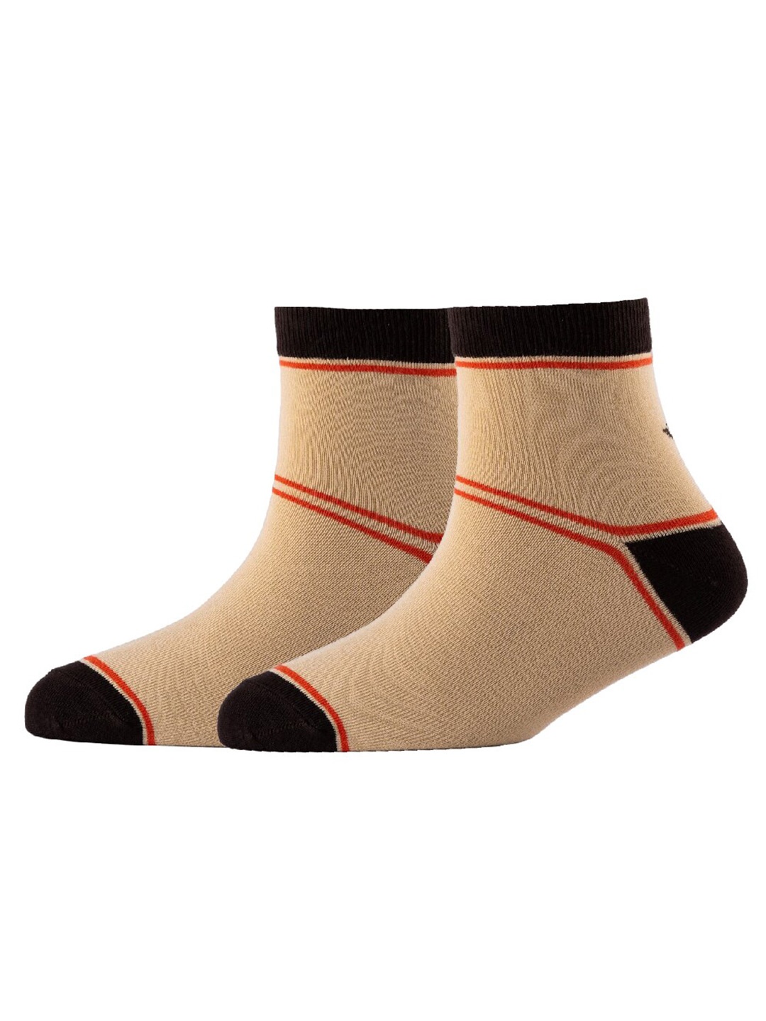 

Cotstyle Men Pack of 2 Striped Cotton Ankle-Length Socks, Beige