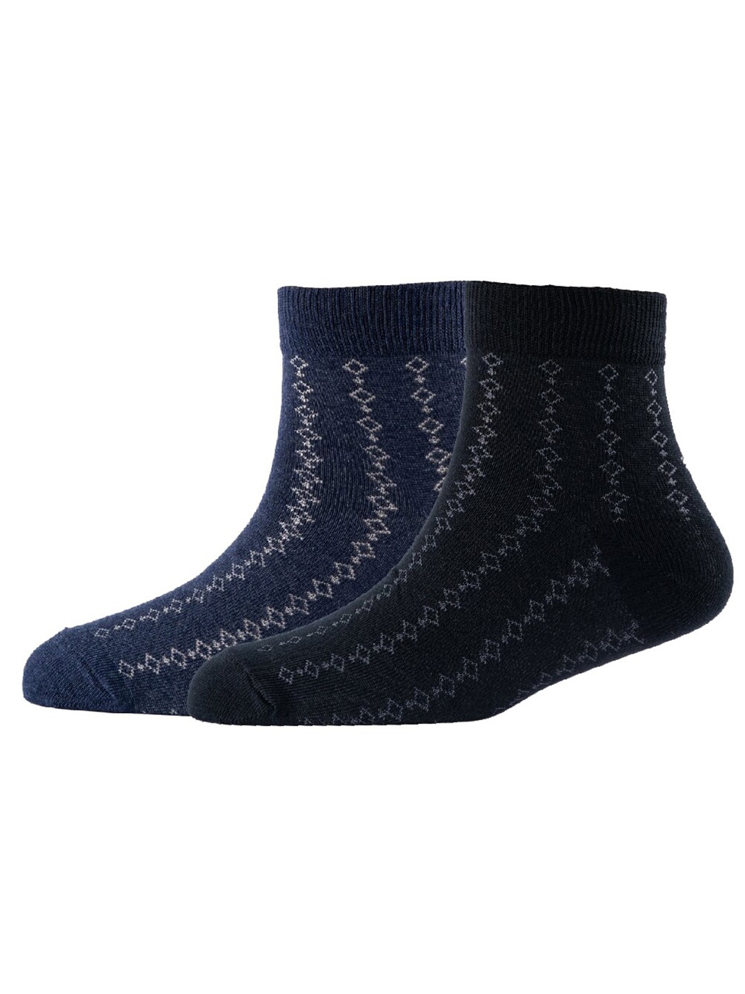

Cotstyle Men Pack Of 2 Patterned Cotton Above Ankle Length Socks, Black