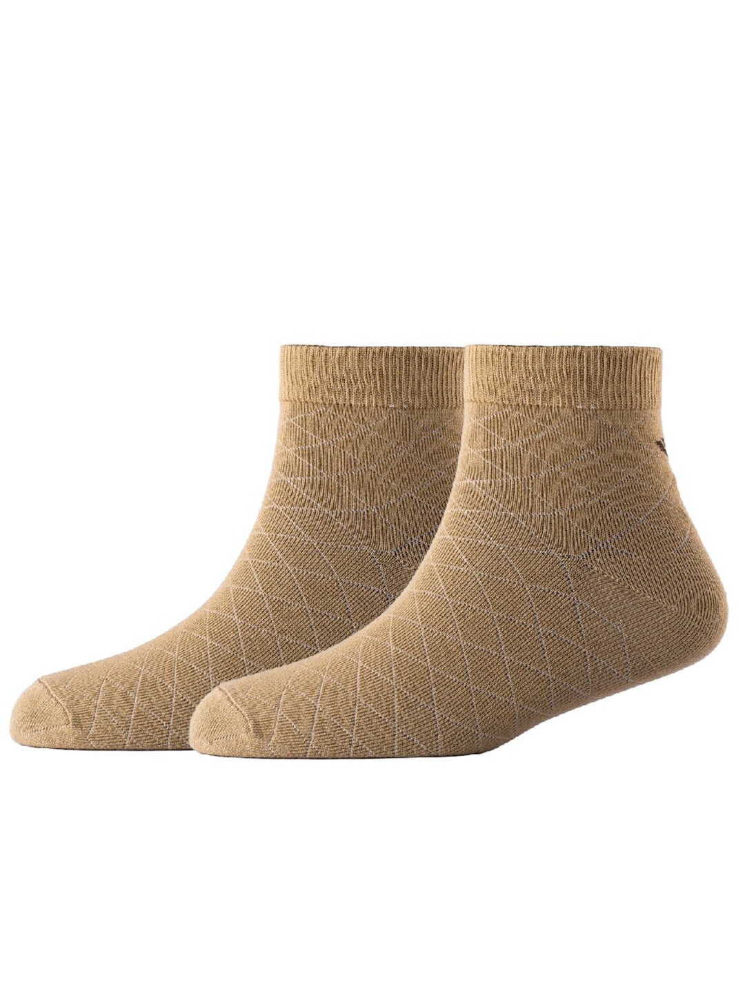 

Cotstyle Men Pack Of 2 Patterned Cotton Ankle Length Socks, Beige