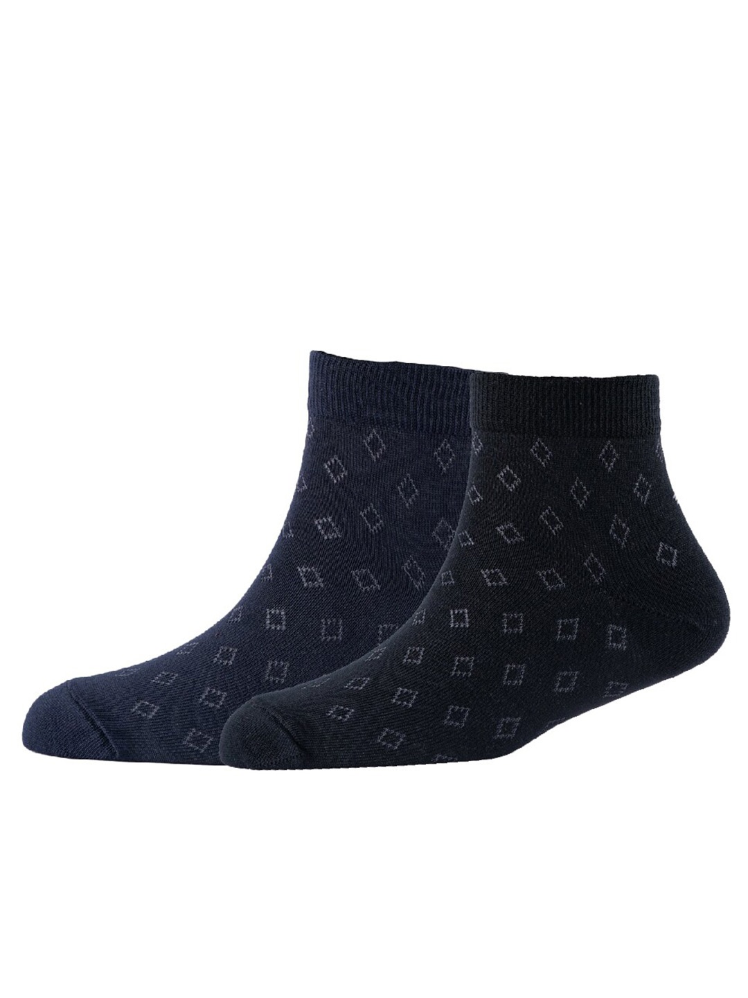 

Cotstyle Men Pack Of 2 Patterned Cotton Ankle Length Socks, Black