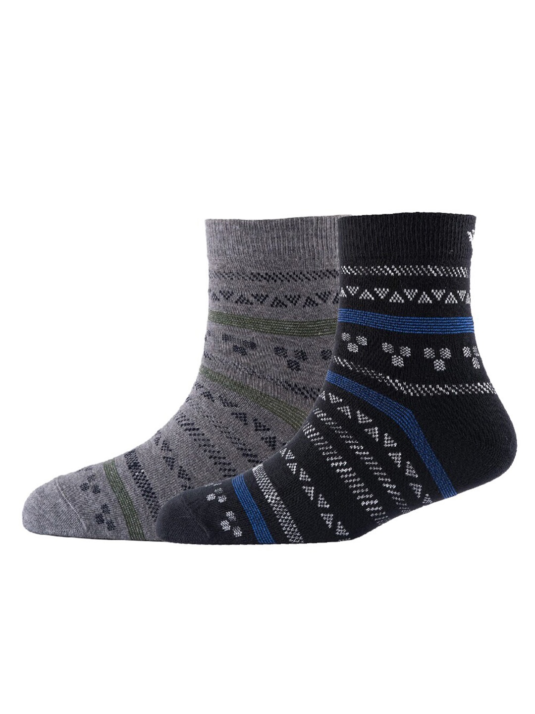 

Cotstyle Men Pack Of 2 Patterned Cotton Ankle Length Socks, Grey