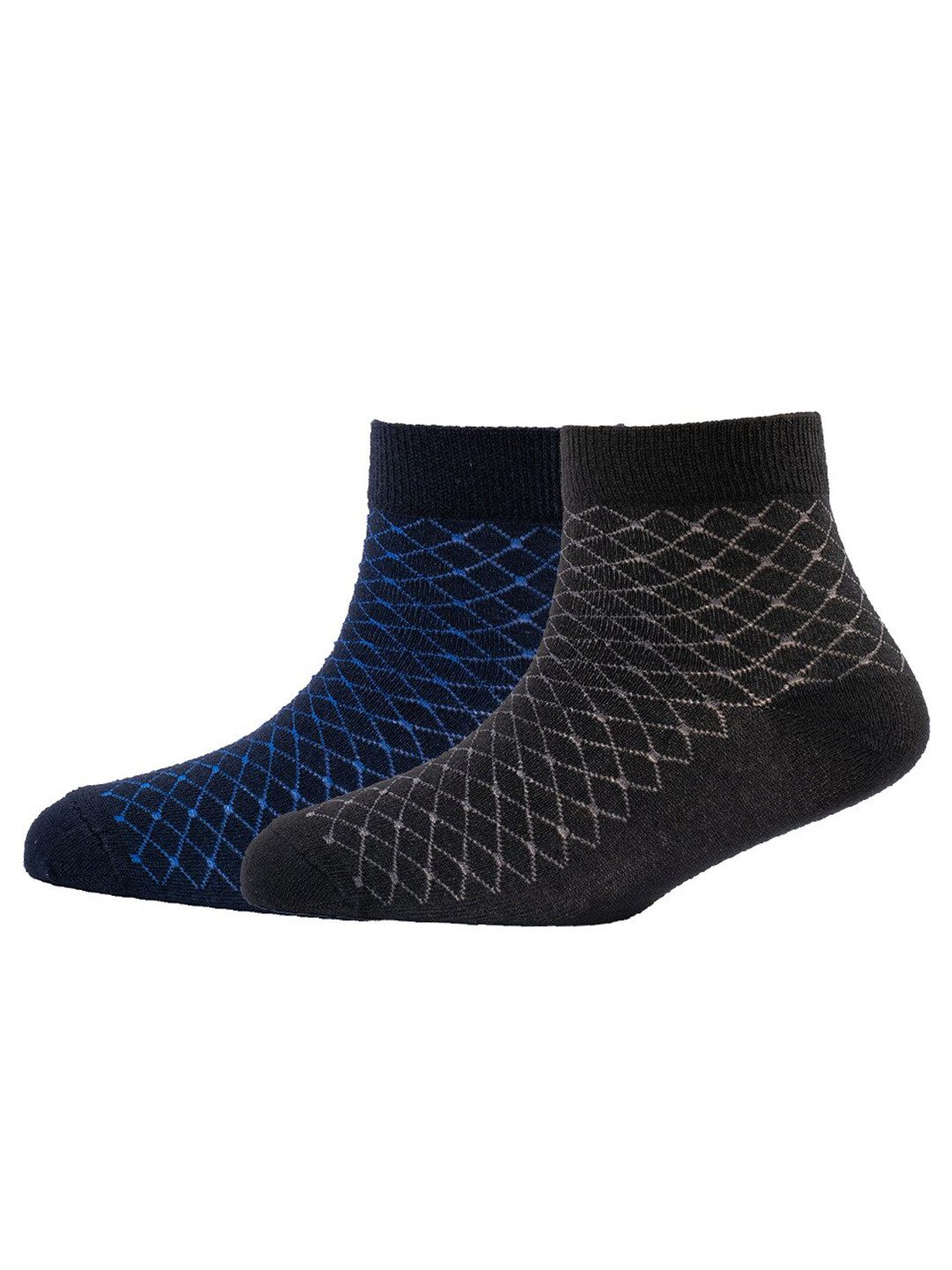 

Cotstyle Men Pack Of 2 Patterned Cotton Ankle Length Socks, Navy blue