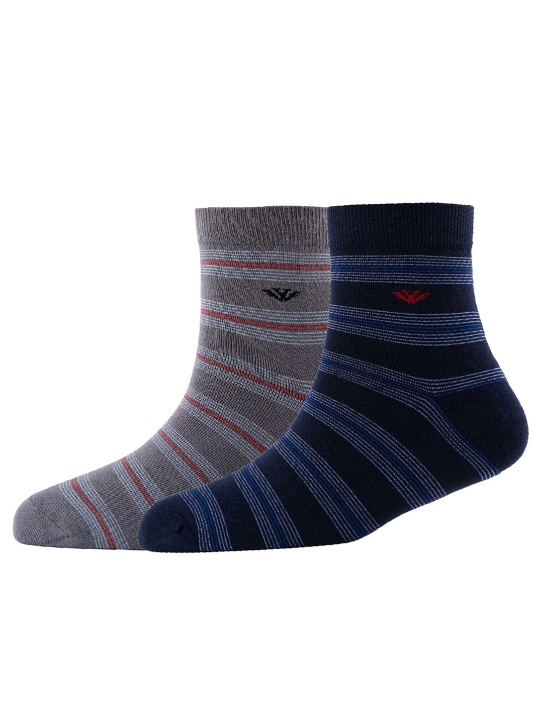 

Cotstyle Men Pack Of 2 Striped Cotton Ankle Length Socks, Grey