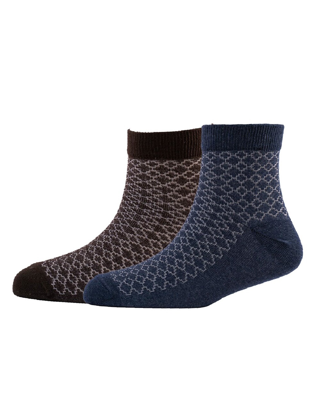 

Cotstyle Men Pack Of 2 Patterned Cotton Ankle Length Socks, Blue