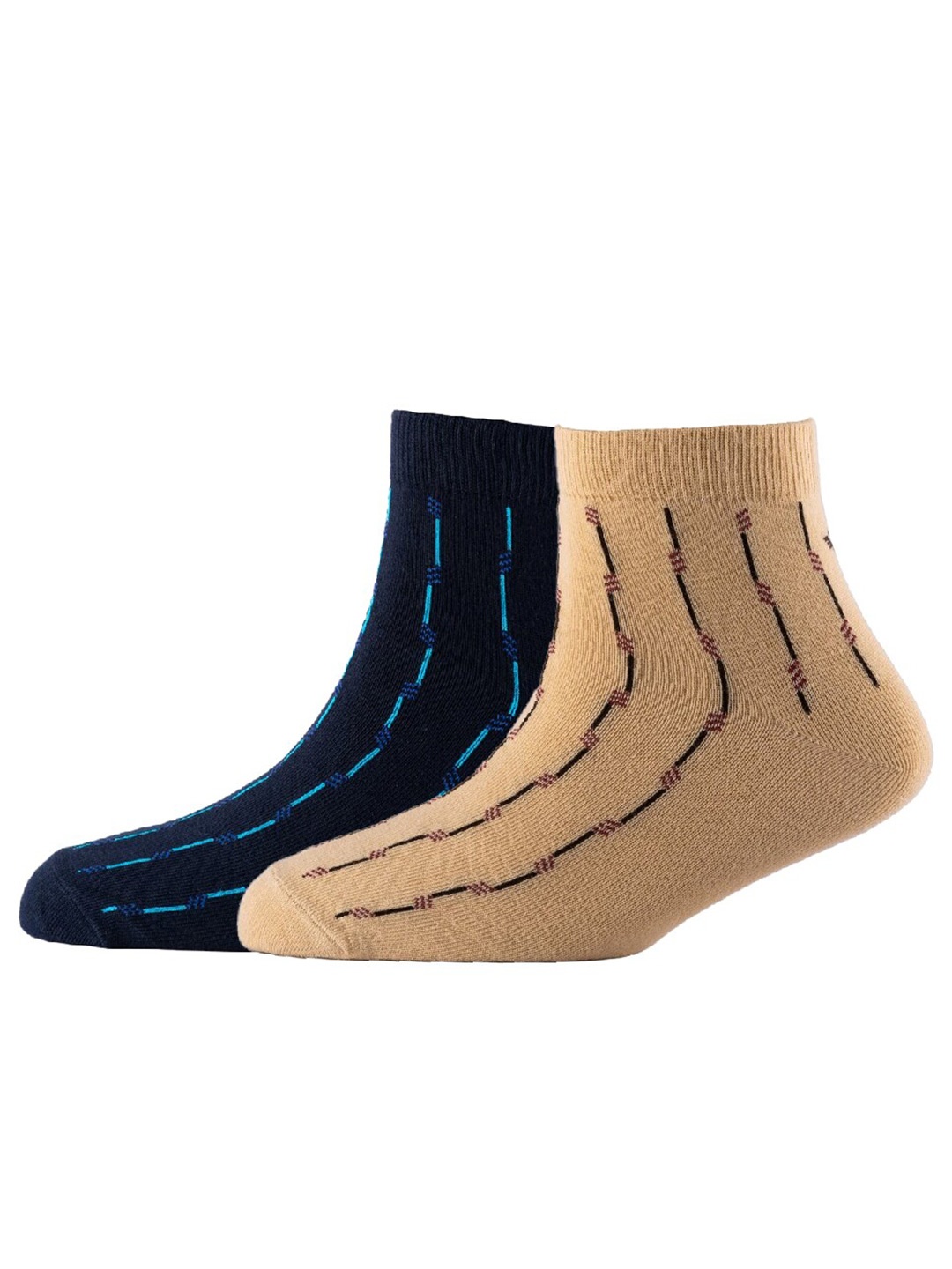

Cotstyle Men Pack Of 2 Patterned Cotton Ankle Length Socks, Navy blue