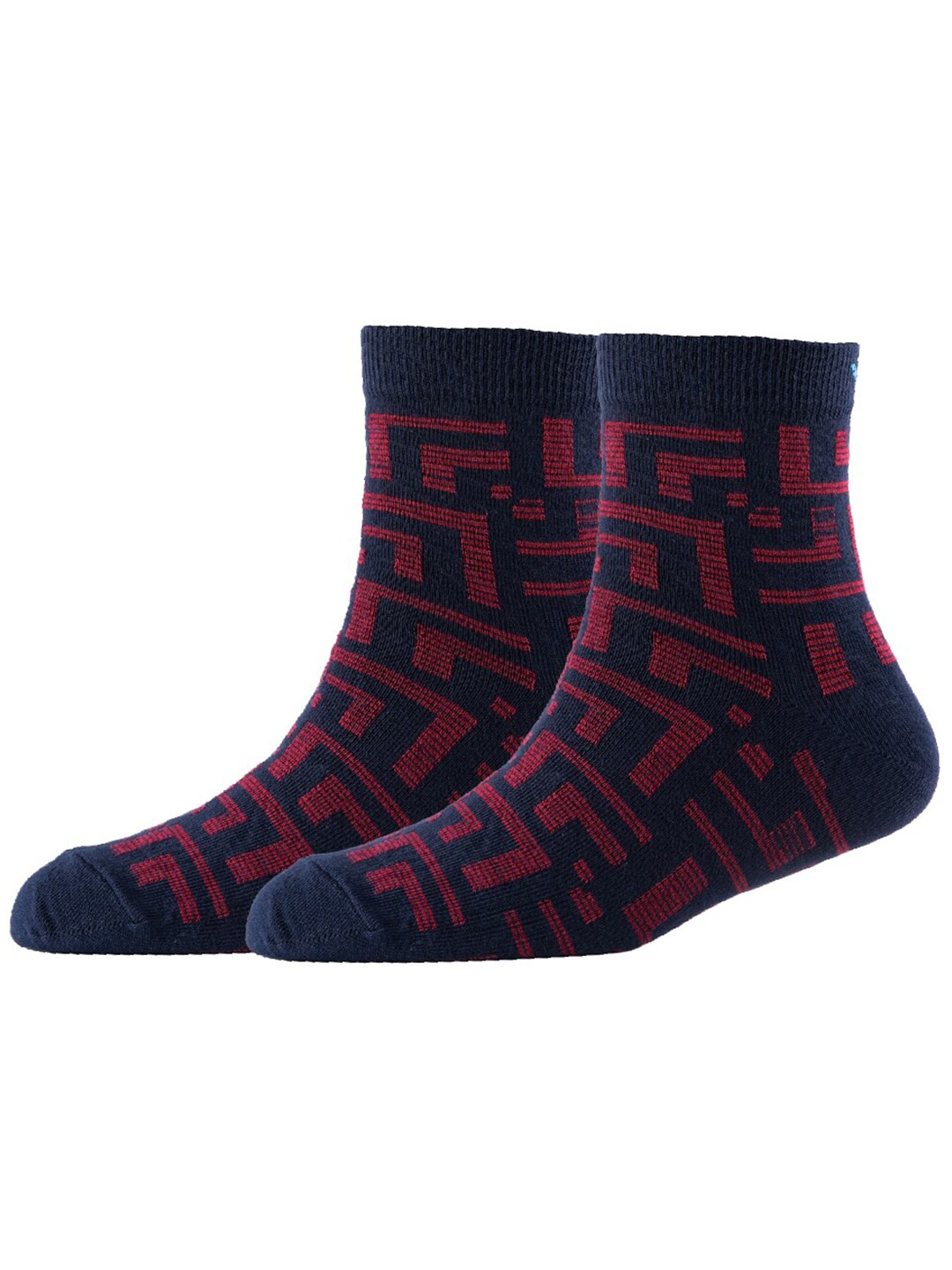 

Cotstyle Men Pack Of 2 Patterned Cotton Ankle Length Socks, Navy blue