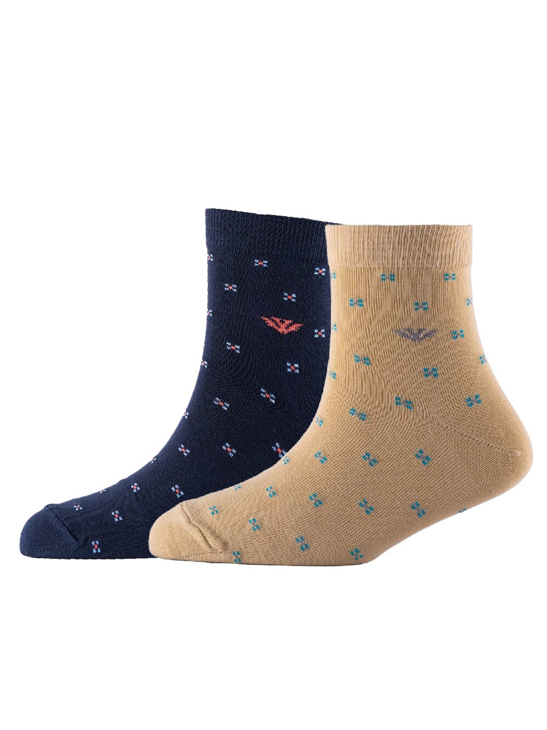 

Cotstyle Men Pack Of 2 Patterned Cotton Above Ankle Length Socks, Navy blue