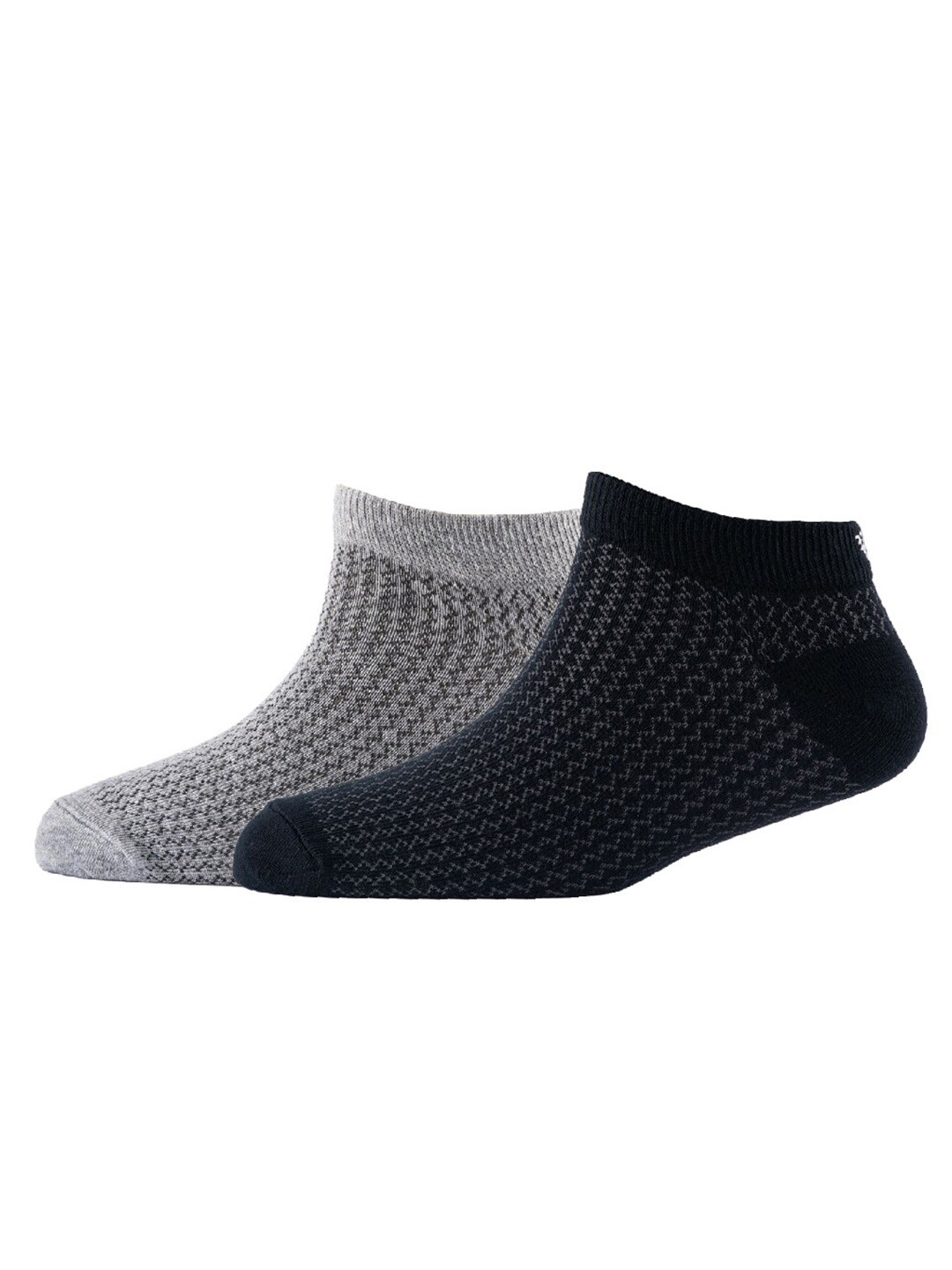 

Cotstyle Men Pack Of 2 Patterned Cotton Ankle Length Socks, Grey