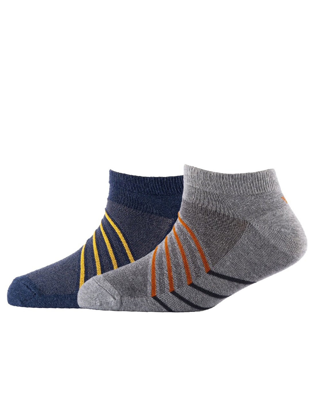 

Cotstyle Men Pack Of 2 Patterned Cotton Ankle Length Socks, Grey melange