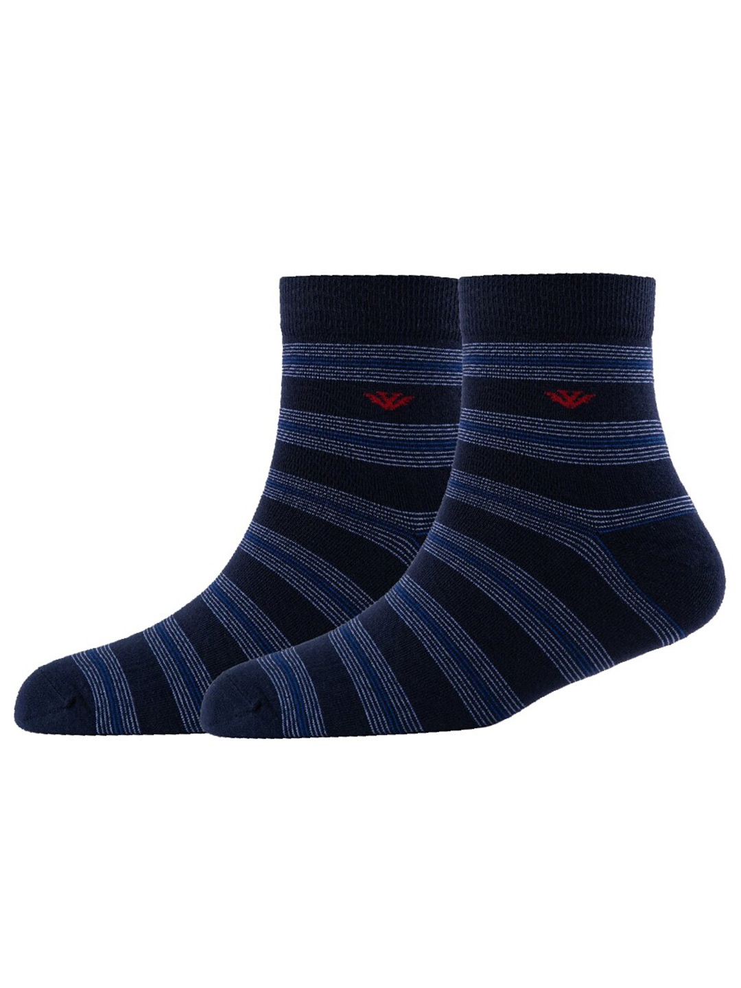 

Cotstyle Men Pack Of 2 Striped Cotton Ankle Length Socks, Navy blue