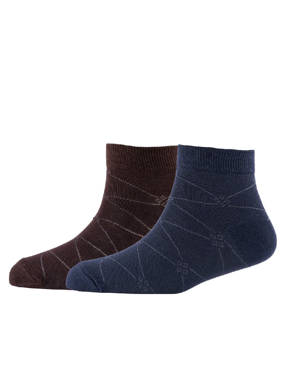 

Cotstyle Men Pack Of 2 Patterned Cotton Ankle Length Socks, Navy blue