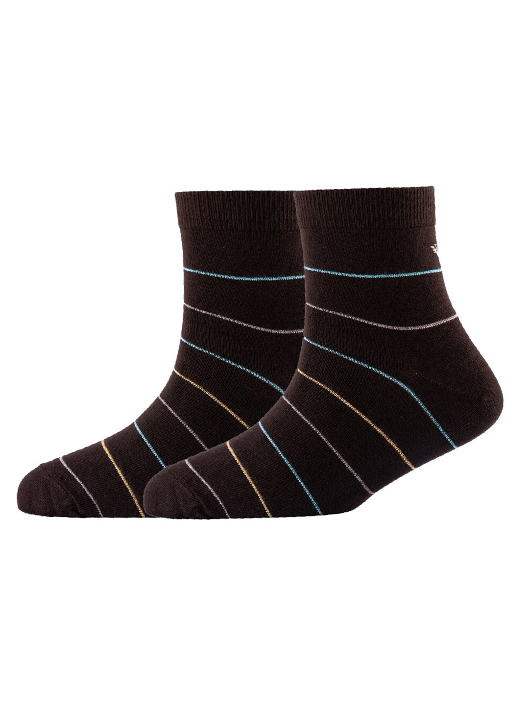 

Cotstyle Men Pack Of 2 Striped Cotton Ankle Length Socks, Brown
