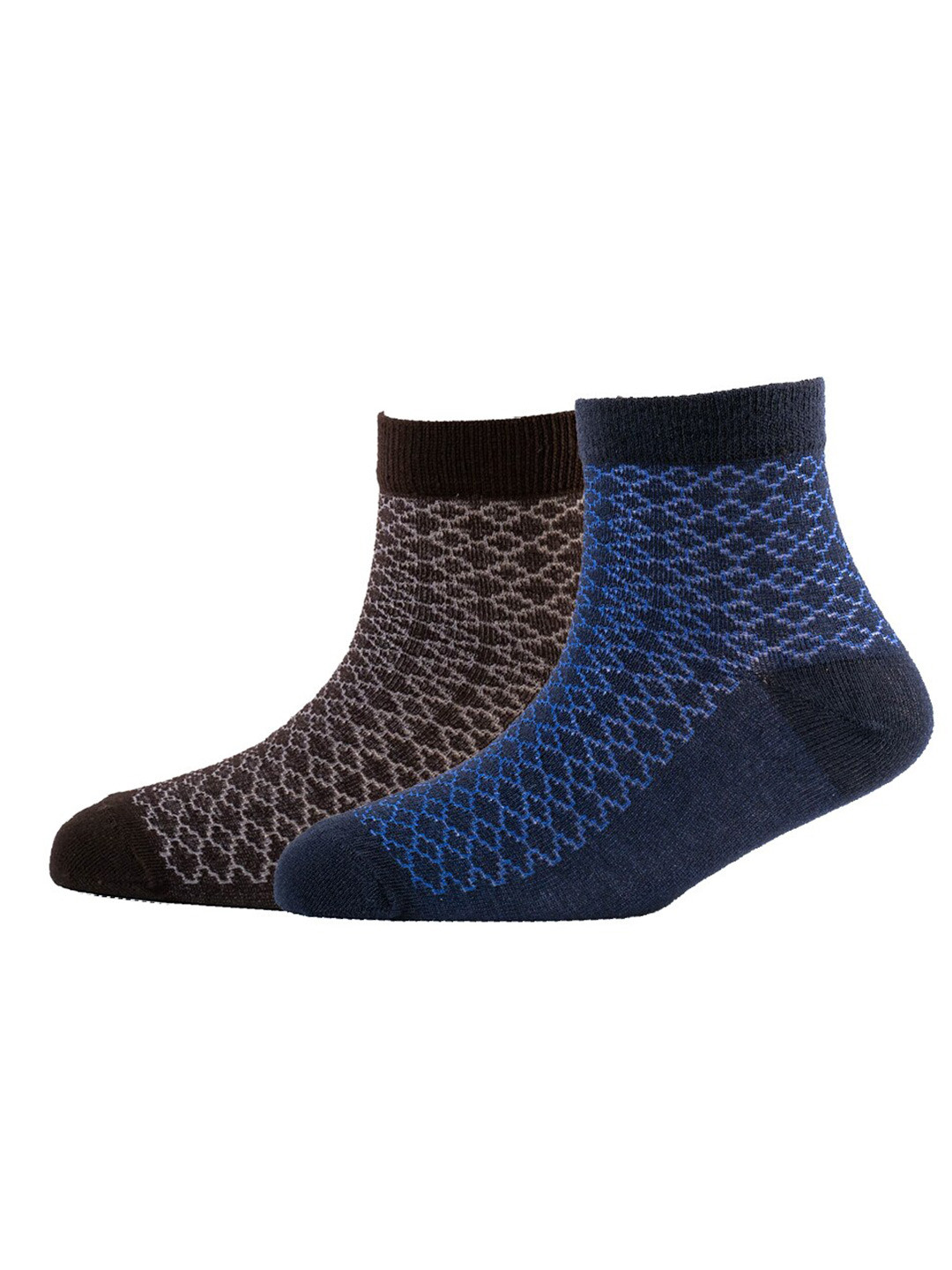 

Cotstyle Men Pack Of 2 Patterned Cotton Ankle Length Socks, Brown