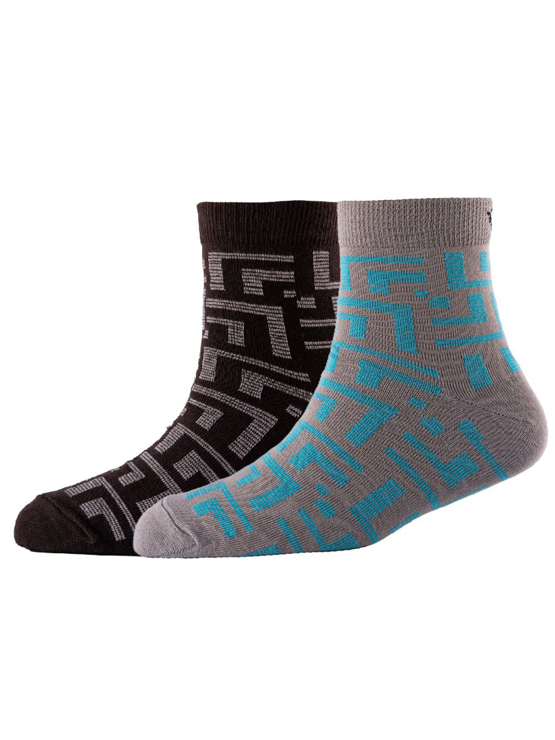

Cotstyle Men Pack Of 2 Patterned Cotton Above Ankle Length Socks, Brown