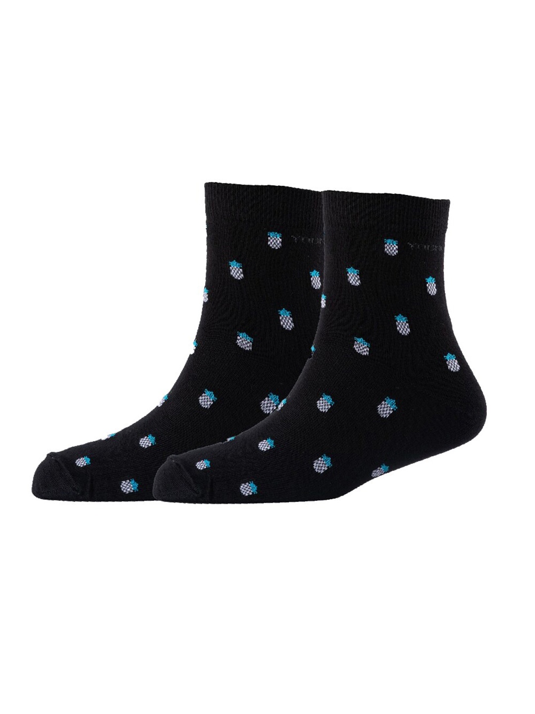

Cotstyle Men Pack Of 2 Patterned Cotton Ankle Length Socks, Black