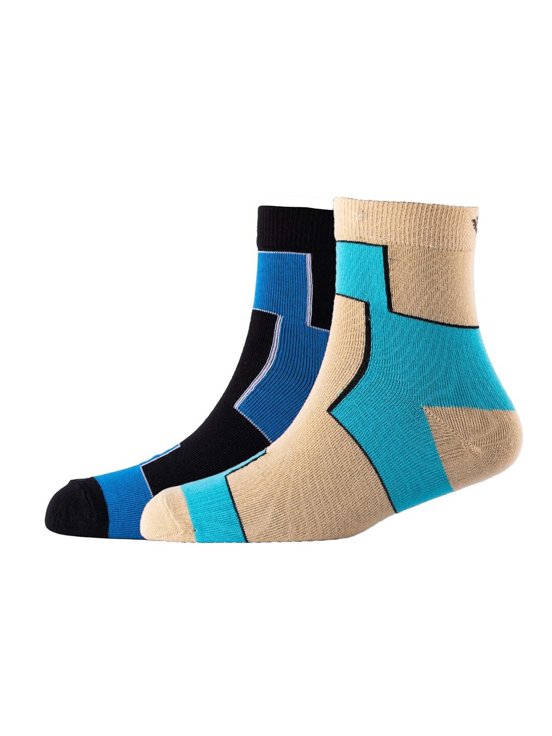 

Cotstyle Men Pack Of 2 Colourblocked Cotton Ankle-Length Socks, Navy blue