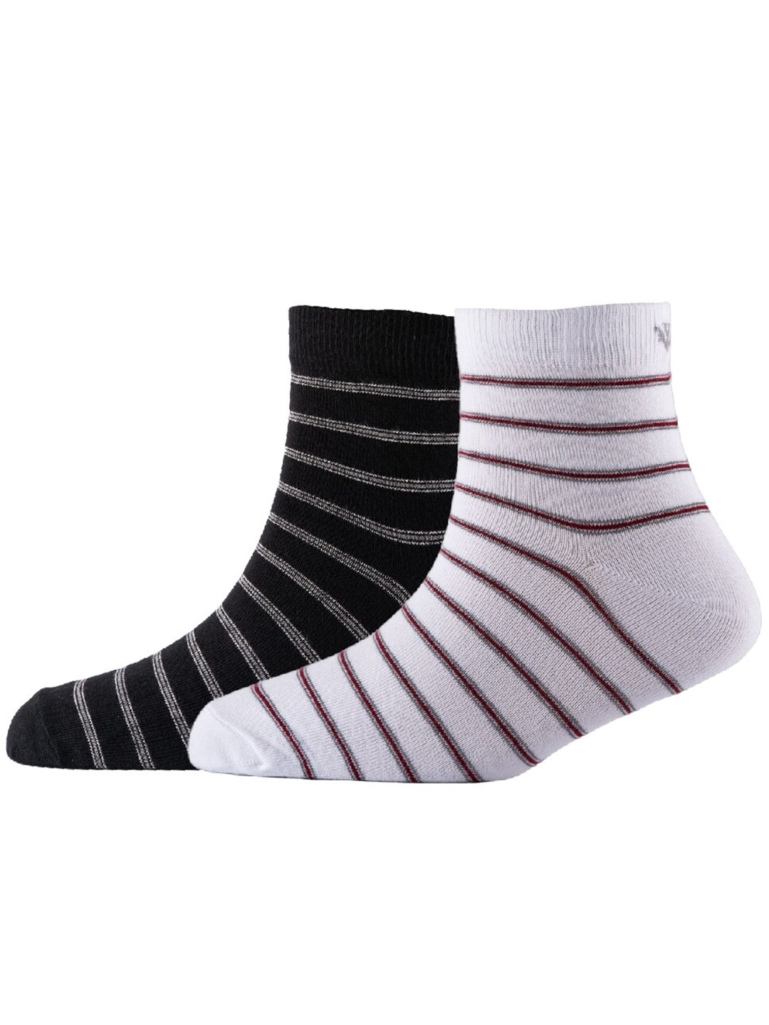 

Cotstyle Men Pack Of 2 Striped Cotton Ankle Length Socks, White