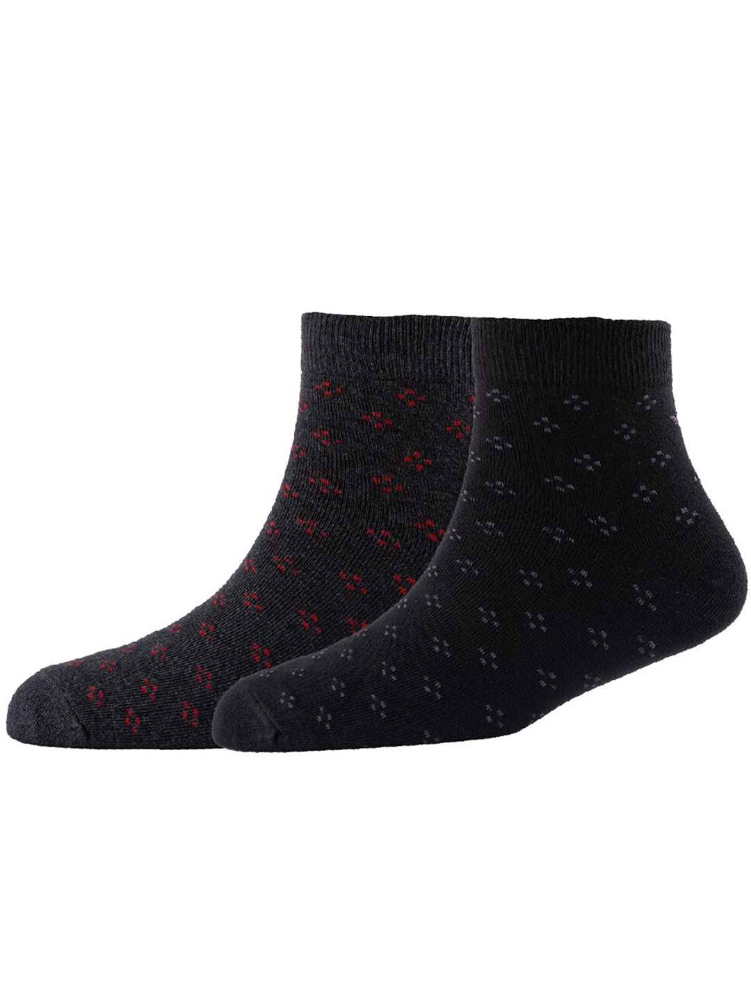 

Cotstyle Men Pack Of 2 Patterned Cotton Ankle Length Socks, Black