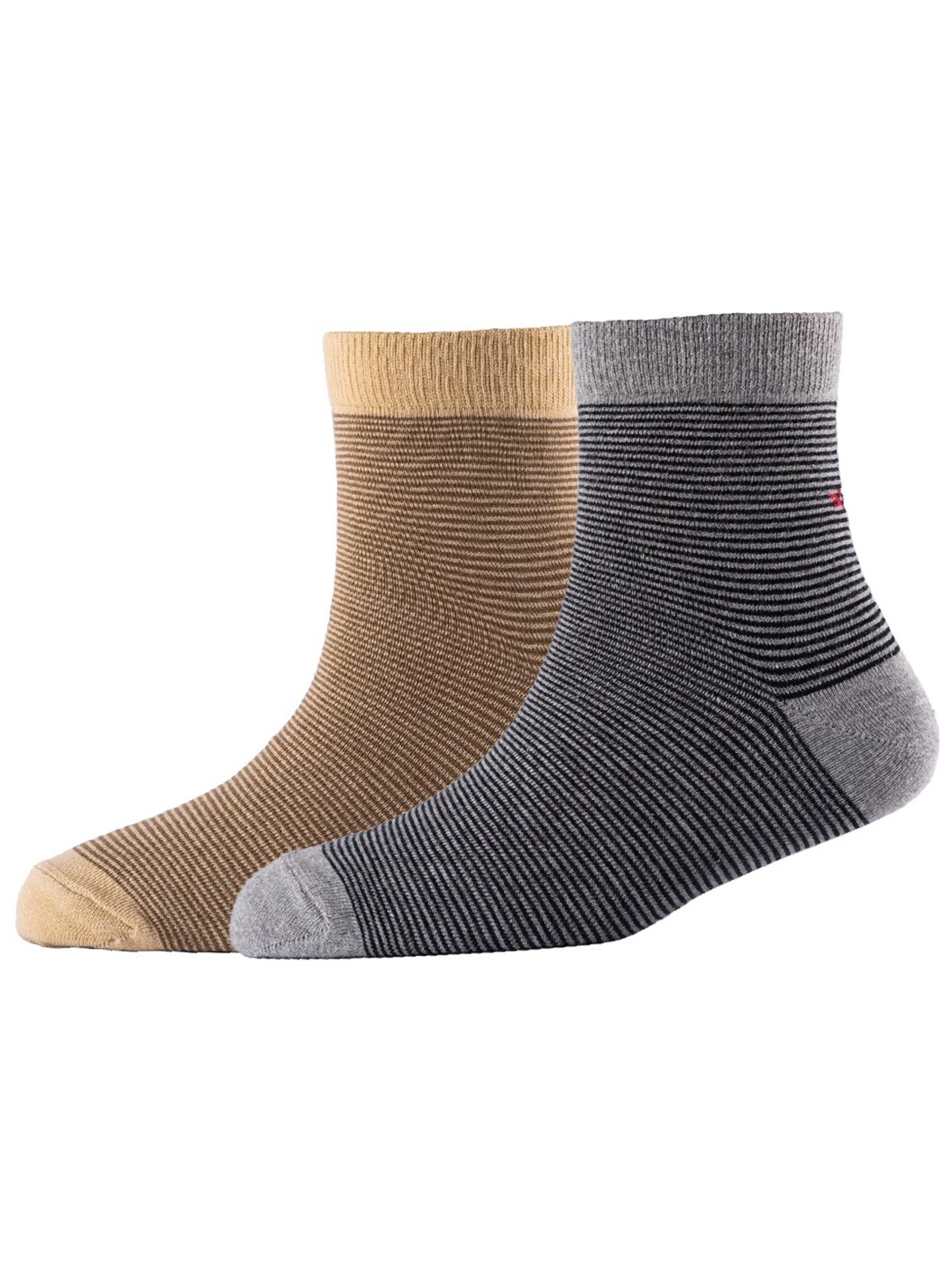 

Cotstyle Men Pack Of 2 Striped Cotton Ankle Length Socks, Beige