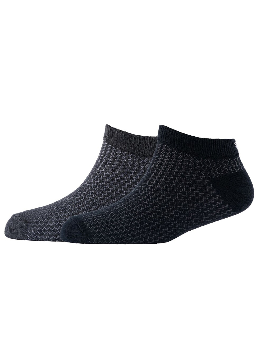 

Cotstyle Men Pack Of 2 Patterned Cotton Ankle Length Socks, Black