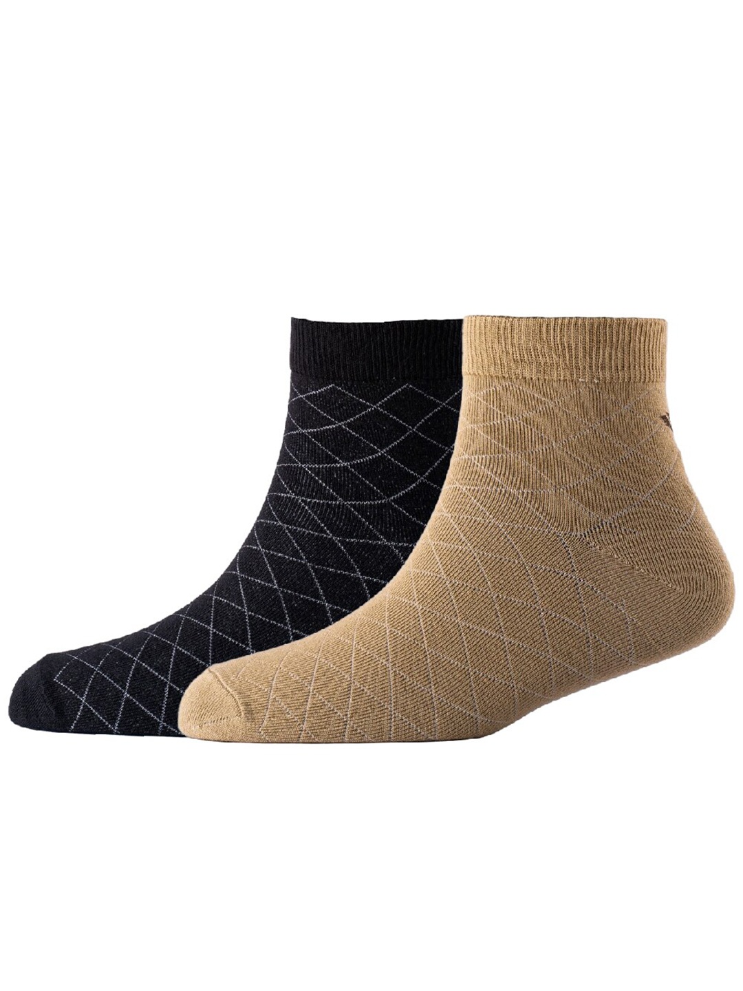 

Cotstyle Men Pack Of 2 Patterned Cotton Ankle Length Socks, Black