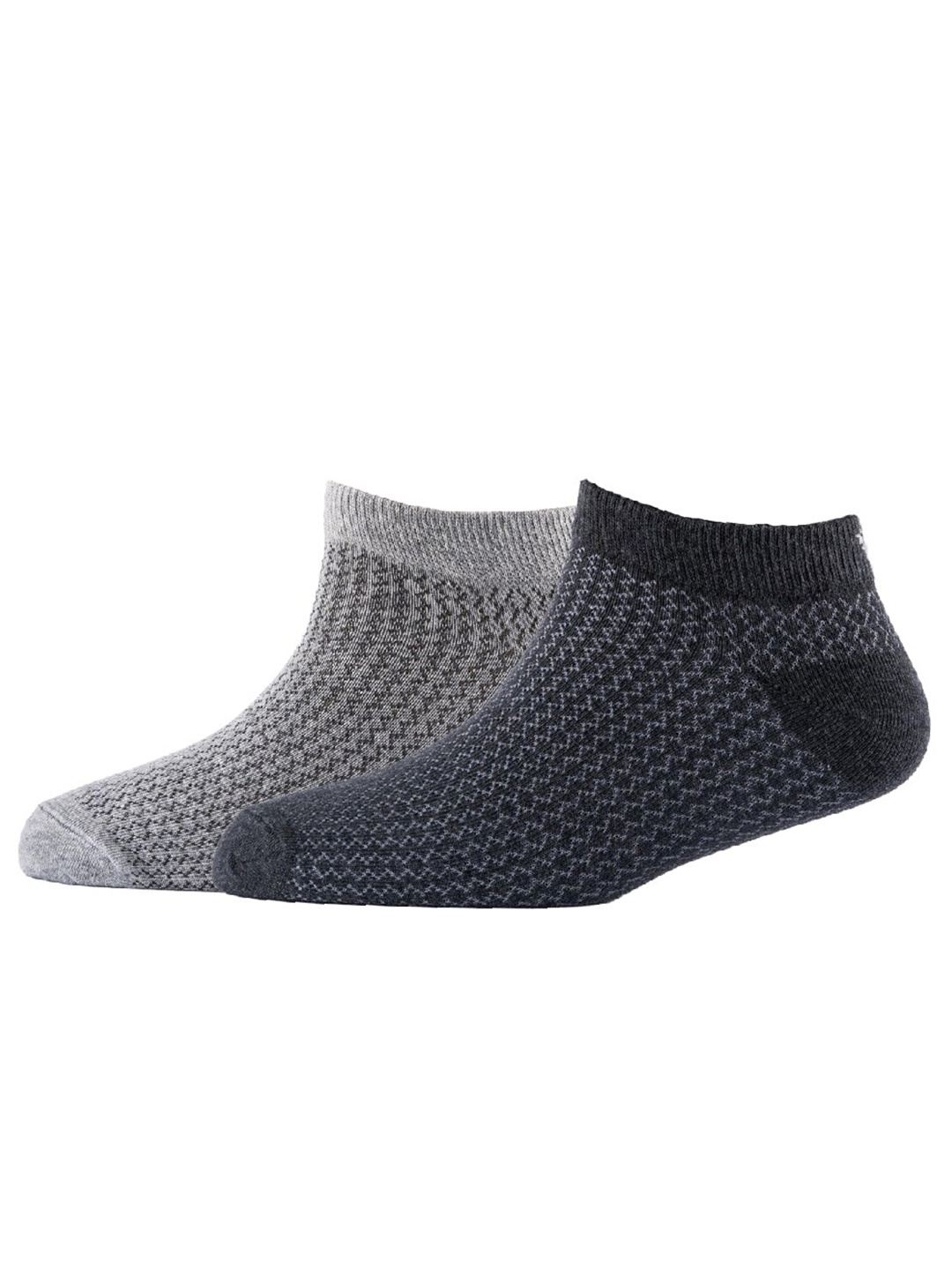 

Cotstyle Men Pack Of 2 Patterned Cotton Ankle Length Socks, Grey