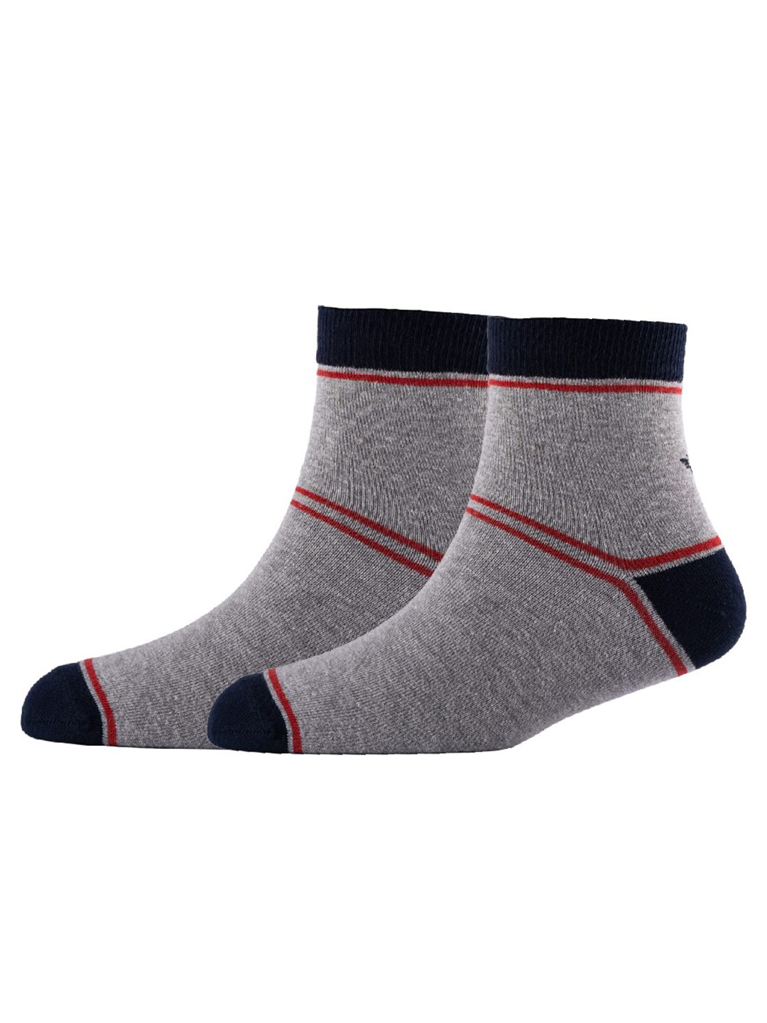 

Cotstyle Men Pack Of 2 Patterned Cotton Ankle Length Socks, Grey