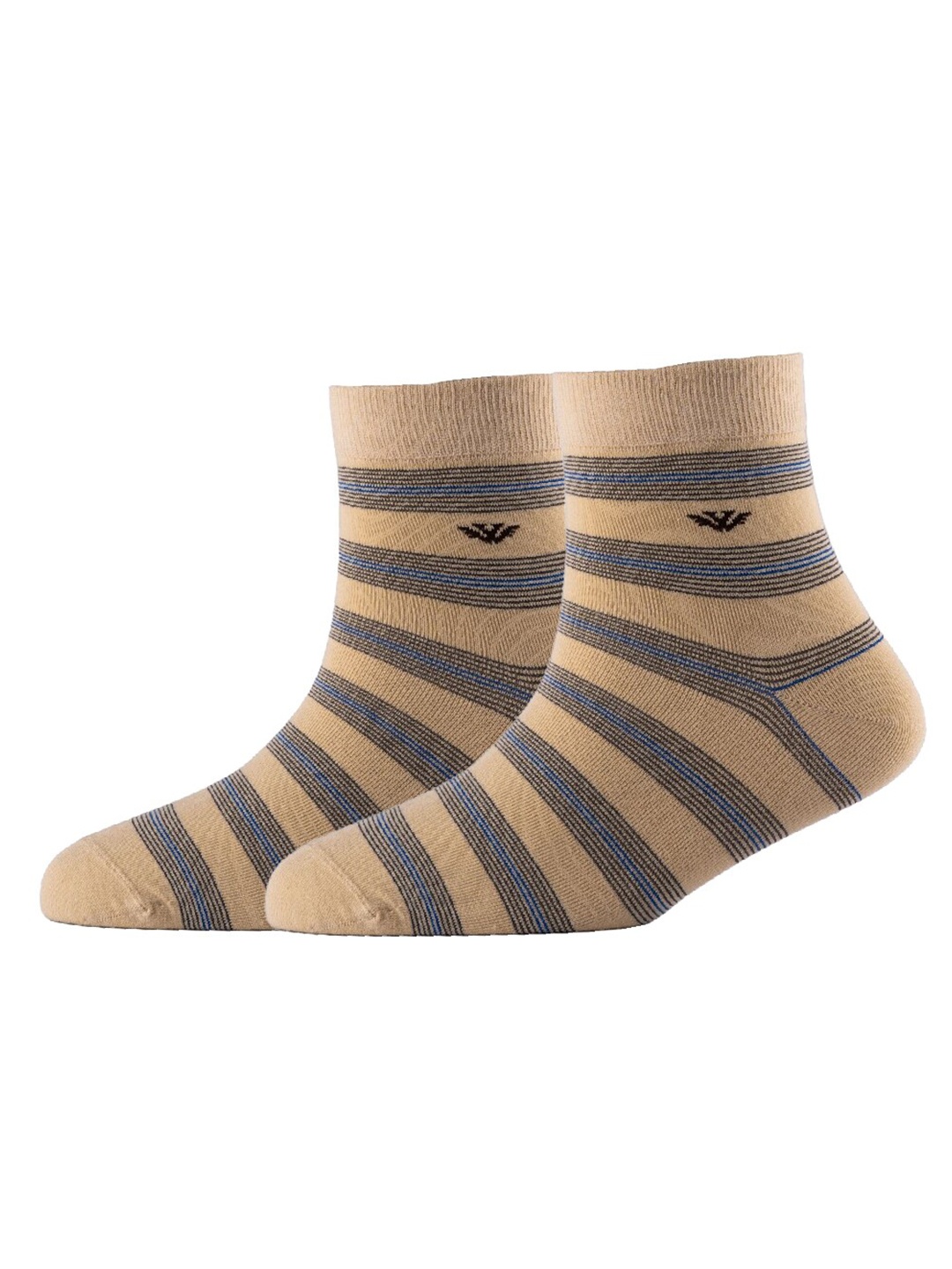 

Cotstyle Men Pack Of 2 Striped Cotton Ankle Length Socks, Beige