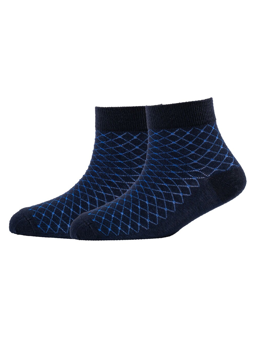 

Cotstyle Men Pack Of 2 Patterned Cotton Ankle Length Socks, Navy blue