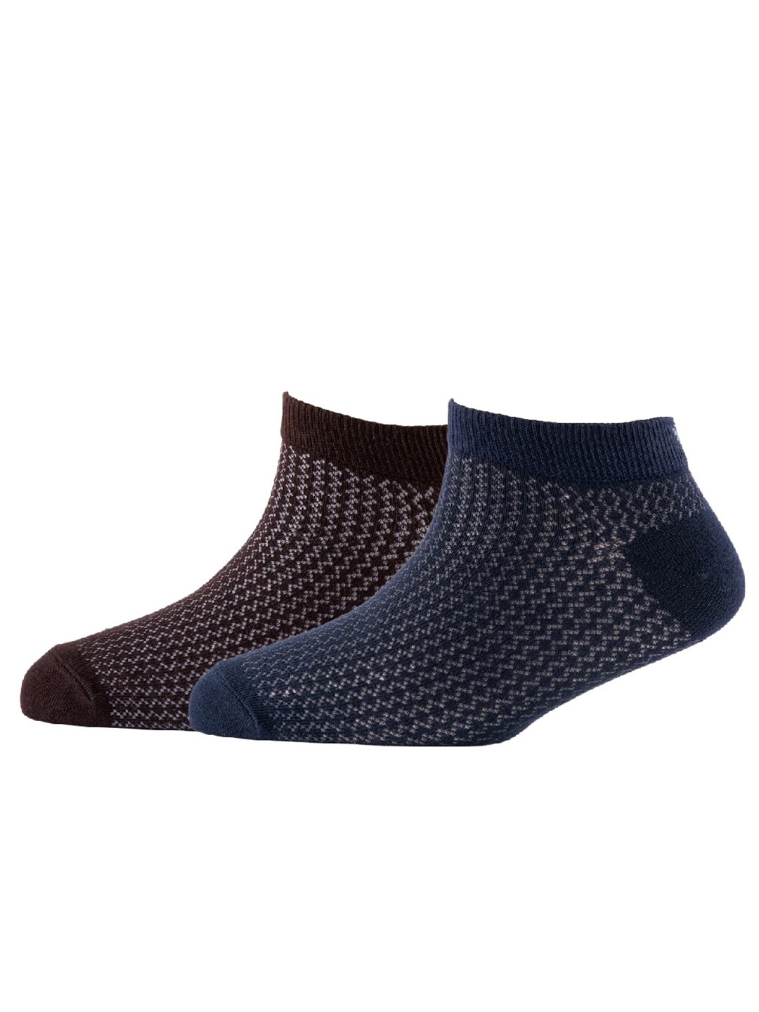 

Cotstyle Men Pack Of 2 Patterned Cotton Ankle Length Socks, Navy blue