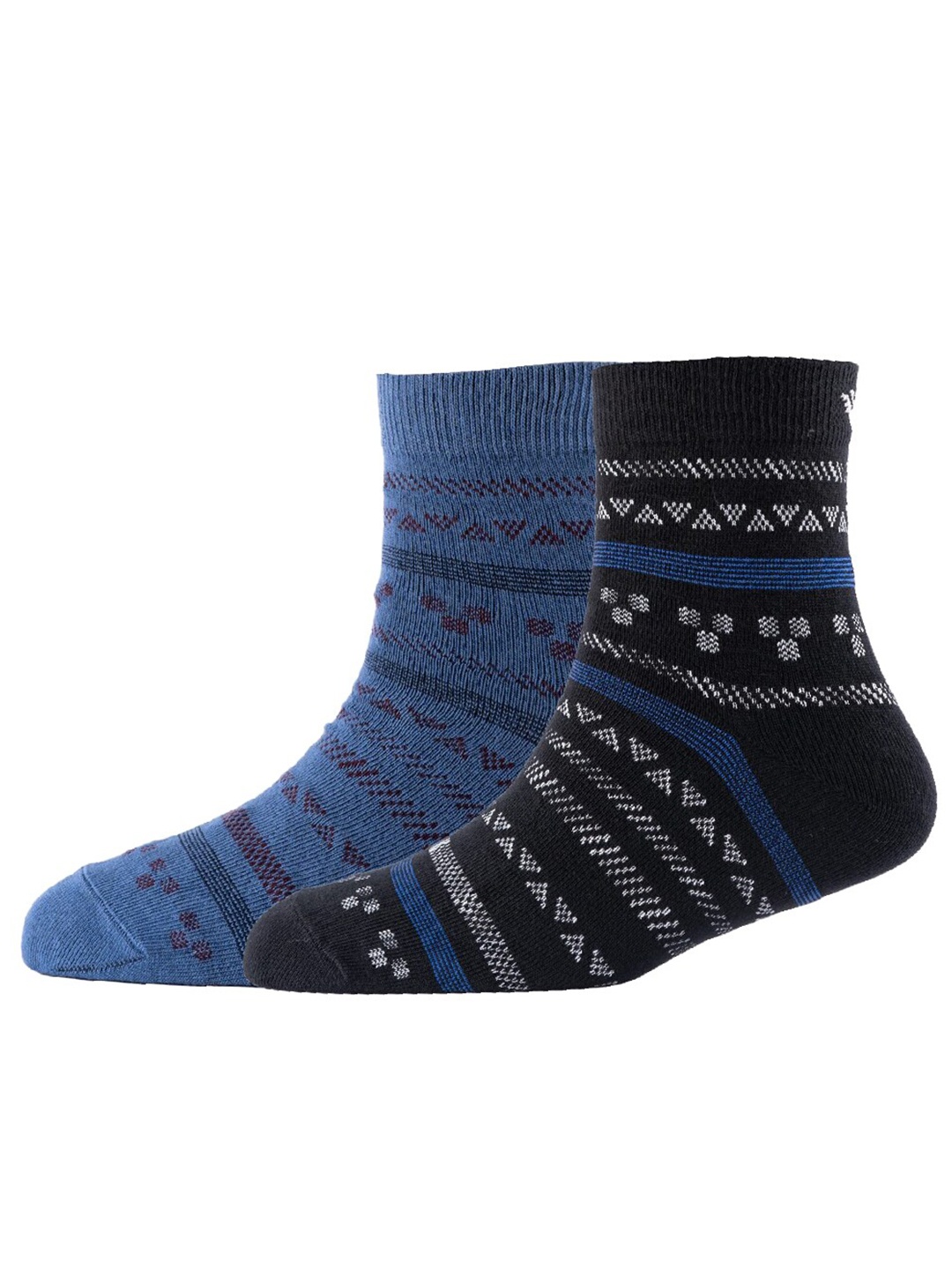 

Cotstyle Men Pack Of 2 Patterned Cotton Above Ankle Length Socks, Blue