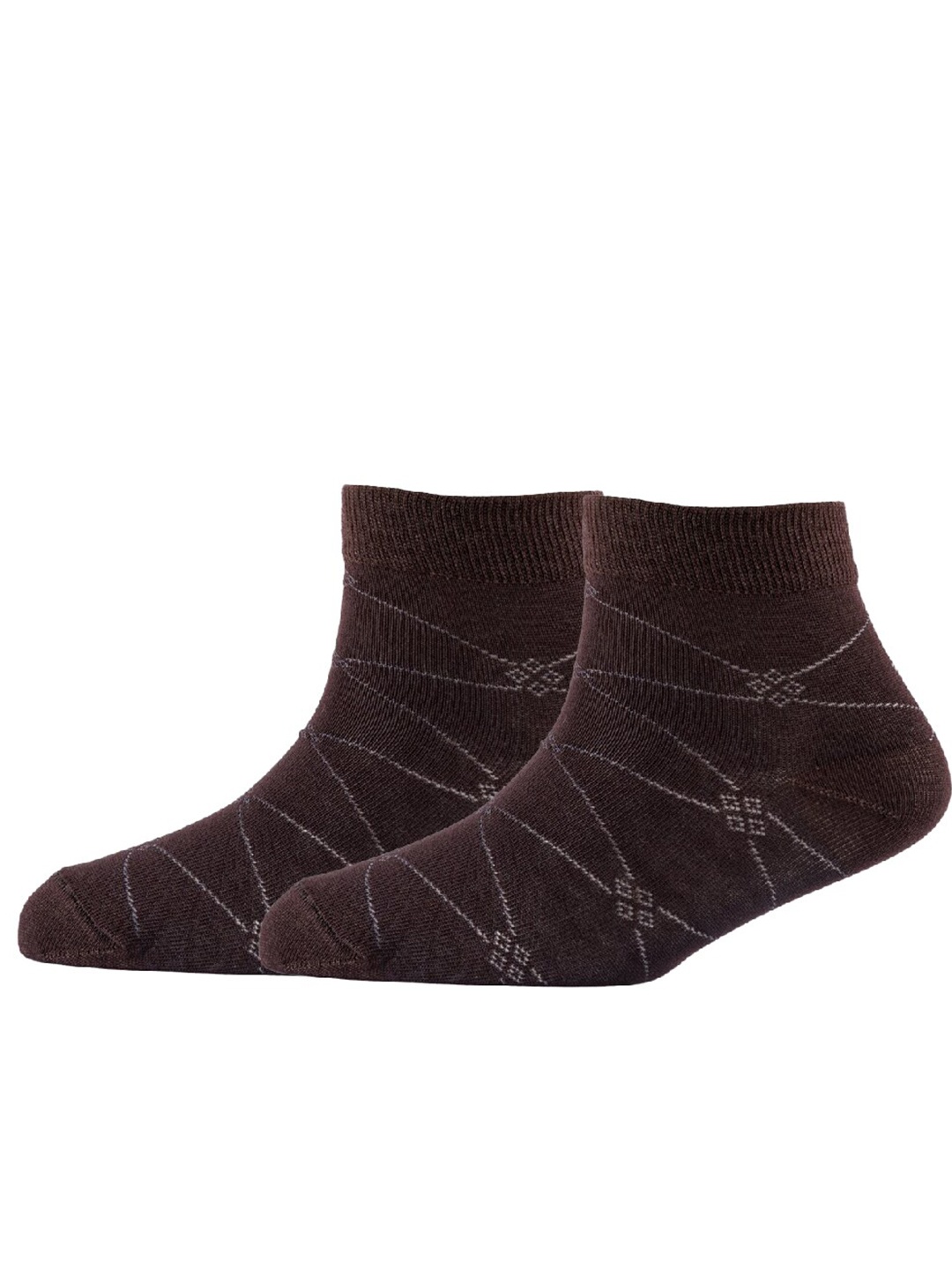 

Cotstyle Men Pack Of 2 Patterned Cotton Ankle Length Socks, Brown