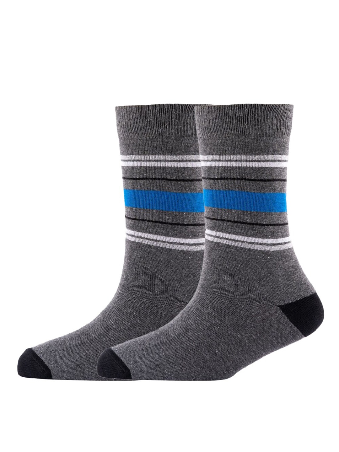 

Cotstyle Men Pack Of 2 Patterned Cotton Knee-Length Socks, Grey