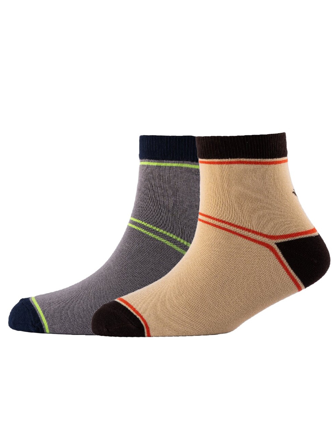 

Cotstyle Men Pack Of 2 Patterned Cotton Ankle Length Socks, Grey
