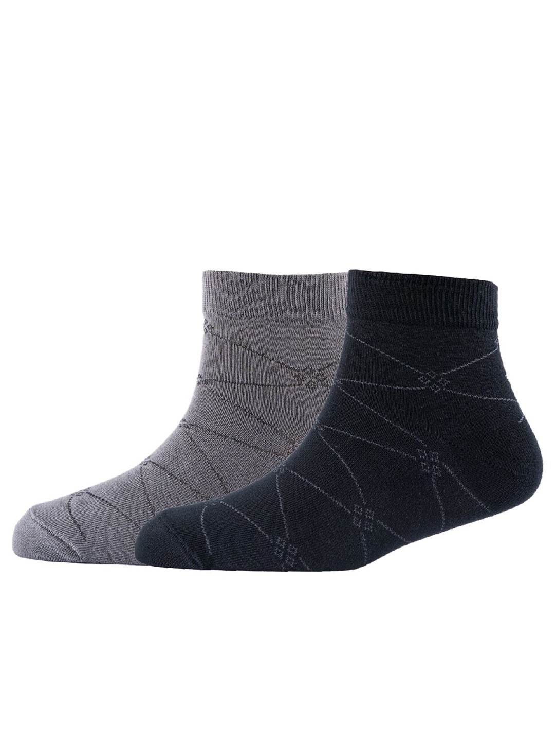 

Cotstyle Men Pack Of 2 Patterned Cotton Ankle Length Socks, Black