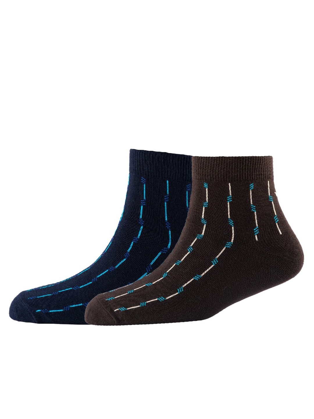 

Cotstyle Men Pack Of 2 Patterned Cotton Ankle Length Socks, Brown