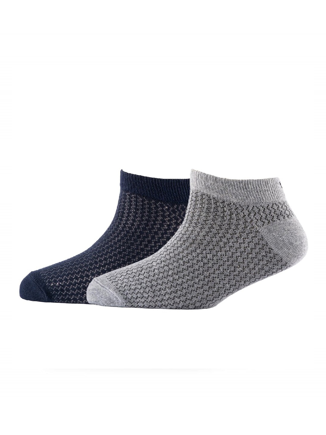 

Cotstyle Men Pack Of 2 Patterned Cotton Ankle Length Socks, Navy blue