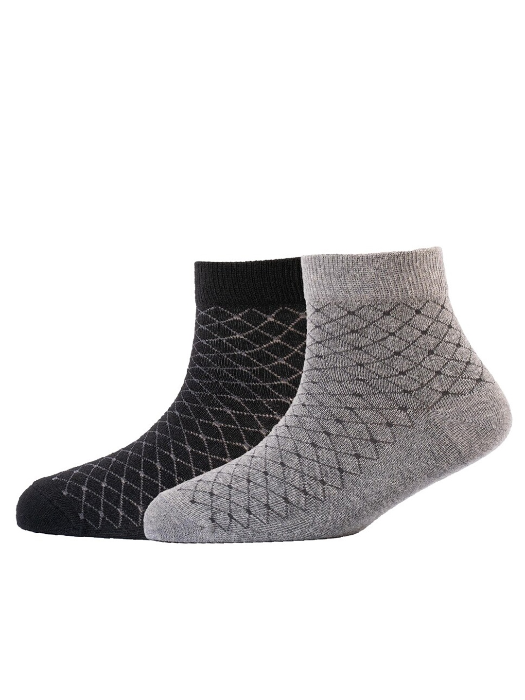 

Cotstyle Pack Of 2 Patterned Cotton Ankle Length Socks, Black