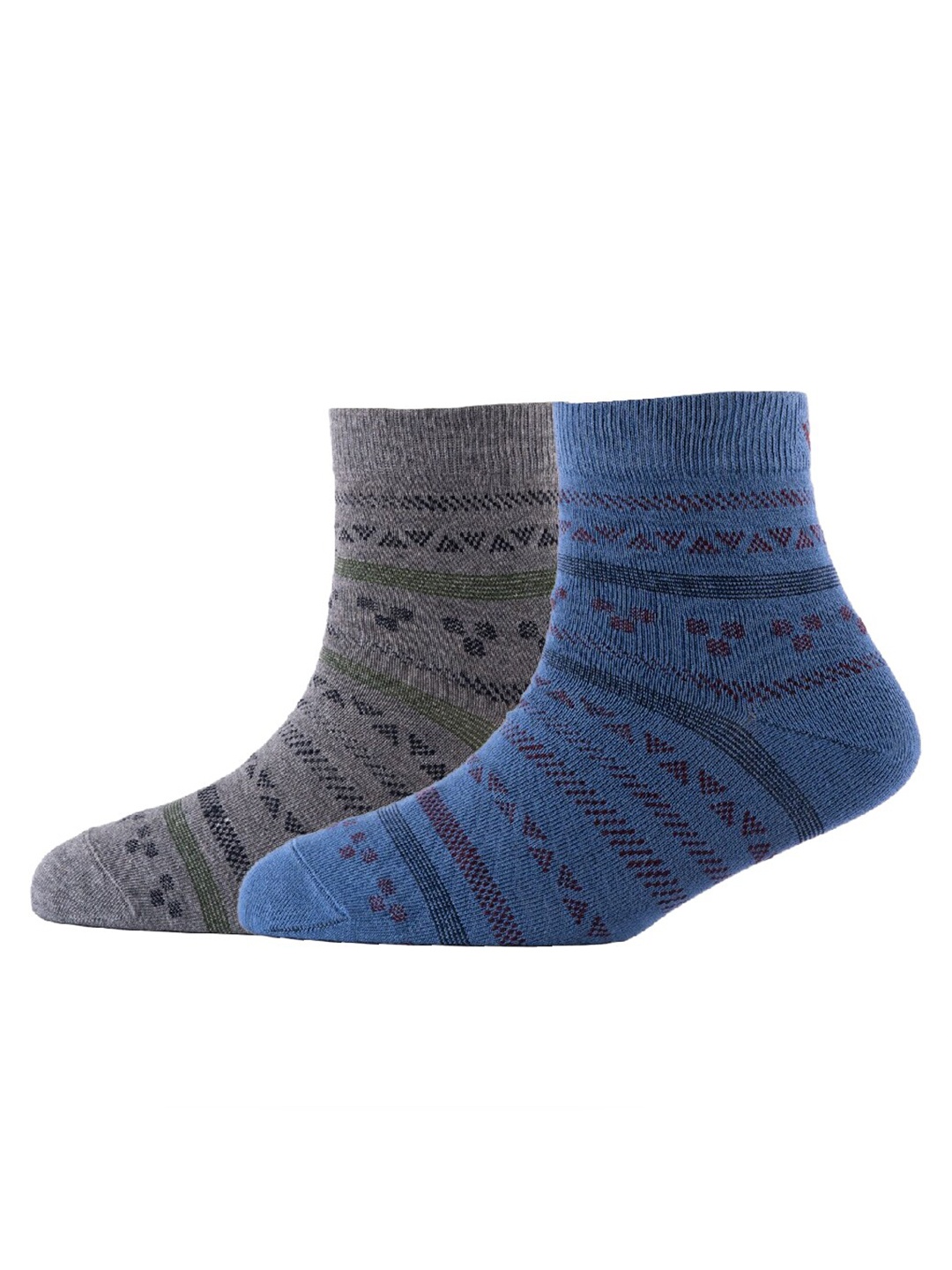 

Cotstyle Men Pack Of 2 Patterned Cotton Above Ankle Length Socks, Grey